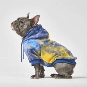 Spark Paws Dog Hoodie Velour Soft Fleece Tie Dye Yellow Blue Size 2XL NEW